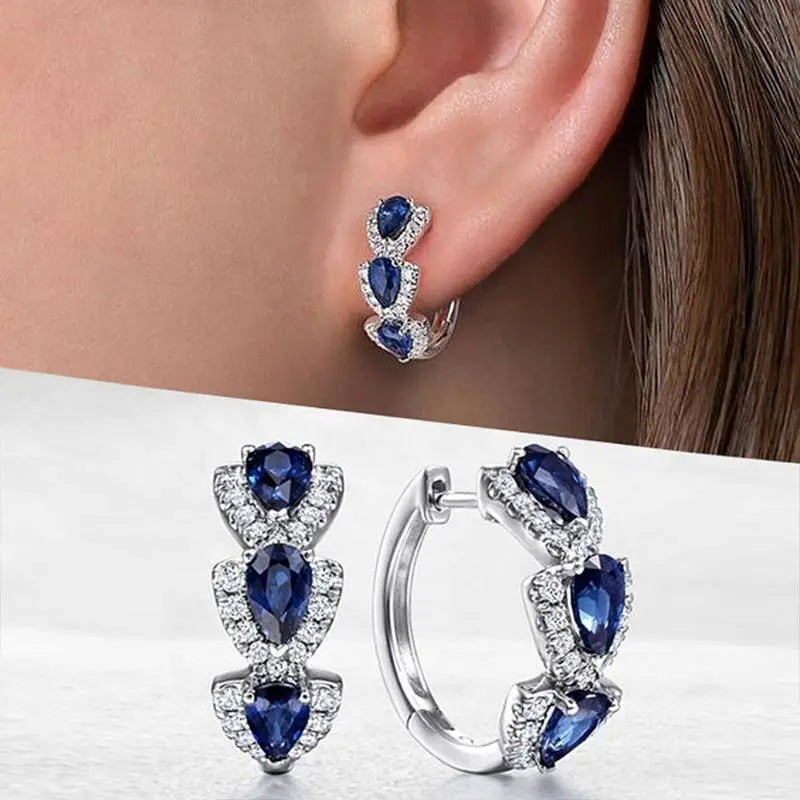 Patty | Women’s drop earrings with sapphire stones and crystal accents