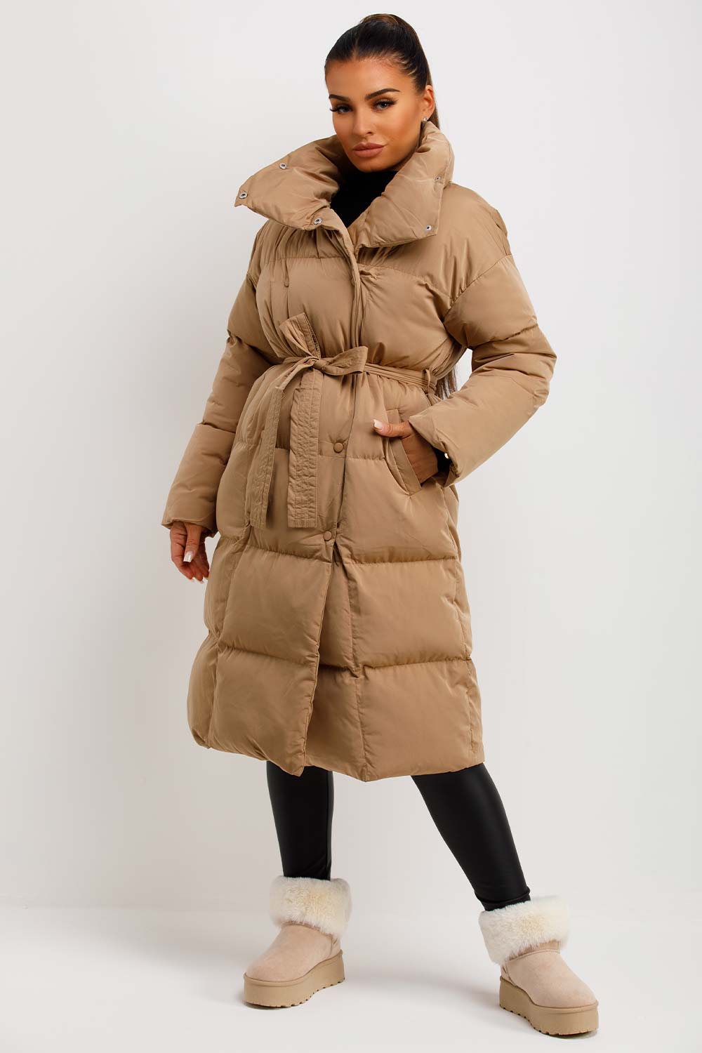 Rilana | Women’s long puffer coat in duvet style