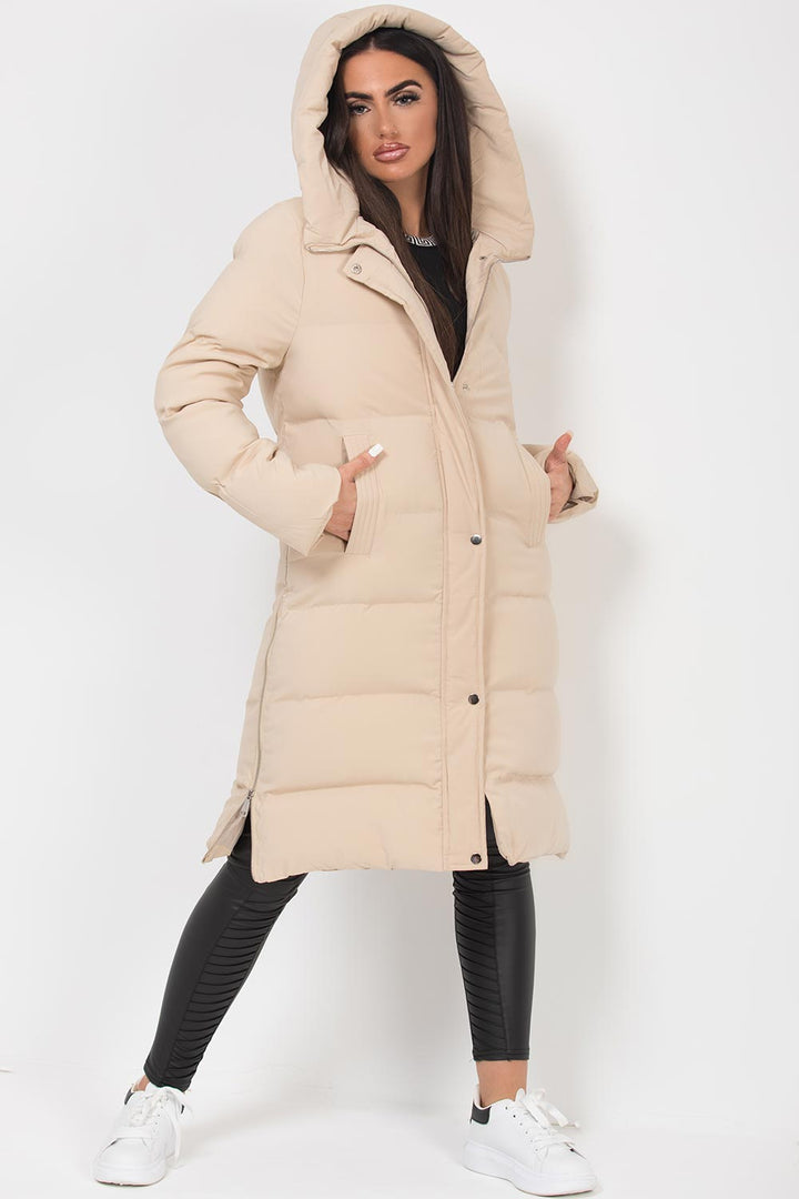 Faelynn | Women’s long puffer coat with side zip