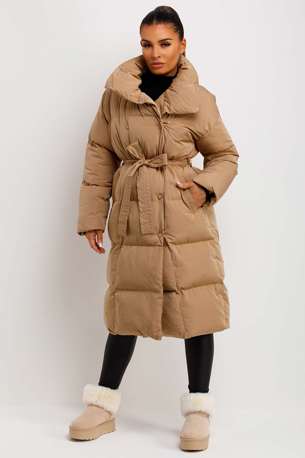 Rilana | Women’s long puffer coat in duvet style