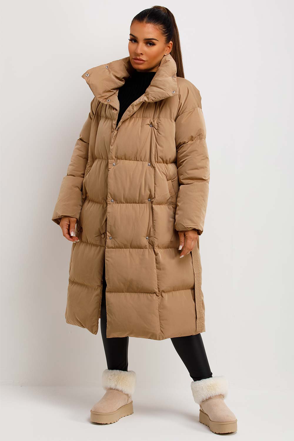Rilana | Women’s long puffer coat in duvet style