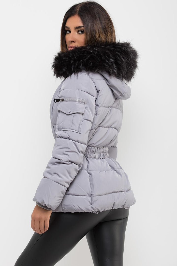 Eliette | Women’s puffer coat with detachable faux fur trim