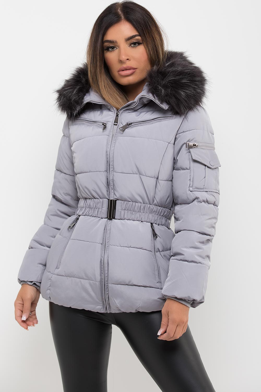 Eliette | Women’s puffer coat with detachable faux fur trim