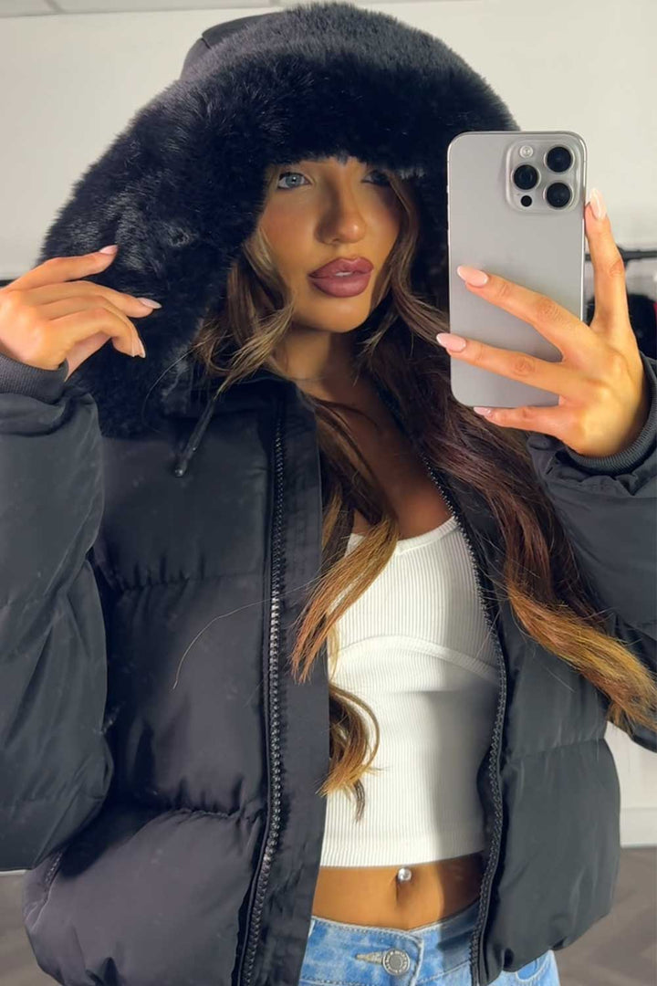 Jaylen | Women’s puffer jacket with faux fur hood