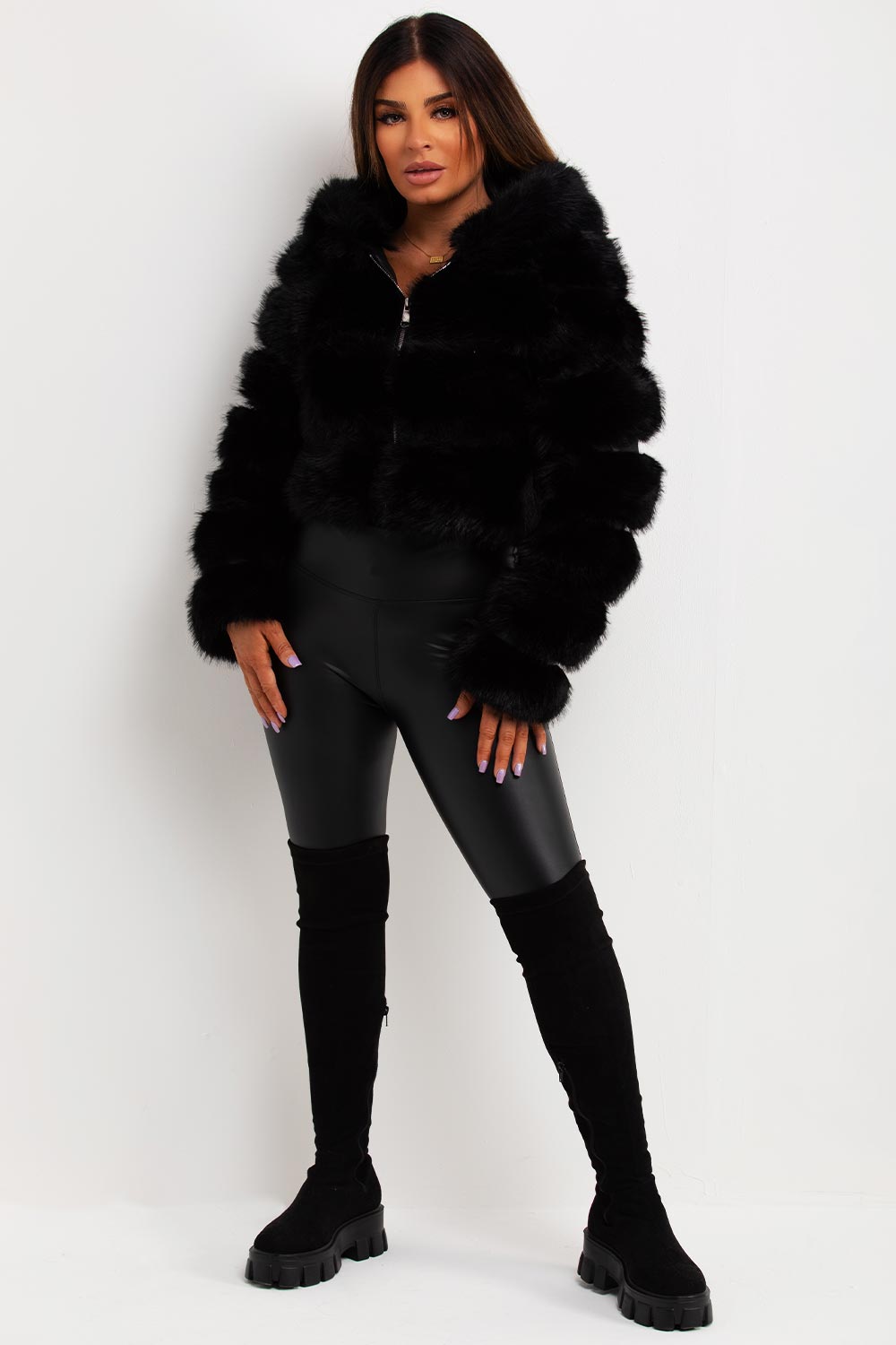 Loretta | Women’s faux fur jacket with hood