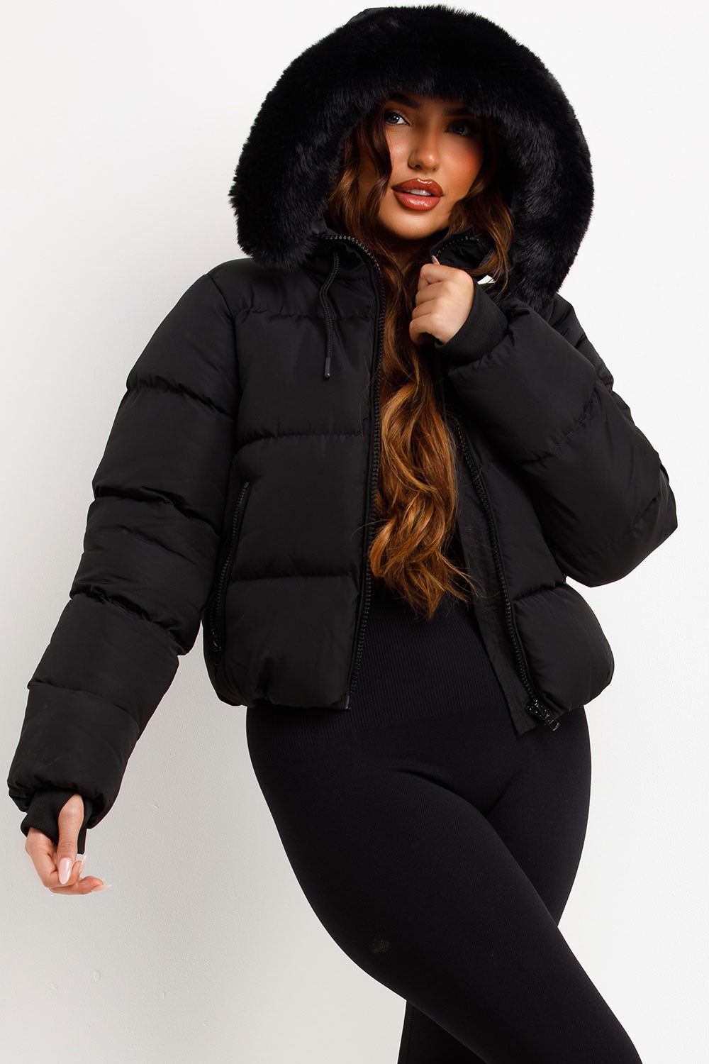 Jaylen | Women’s puffer jacket with faux fur hood