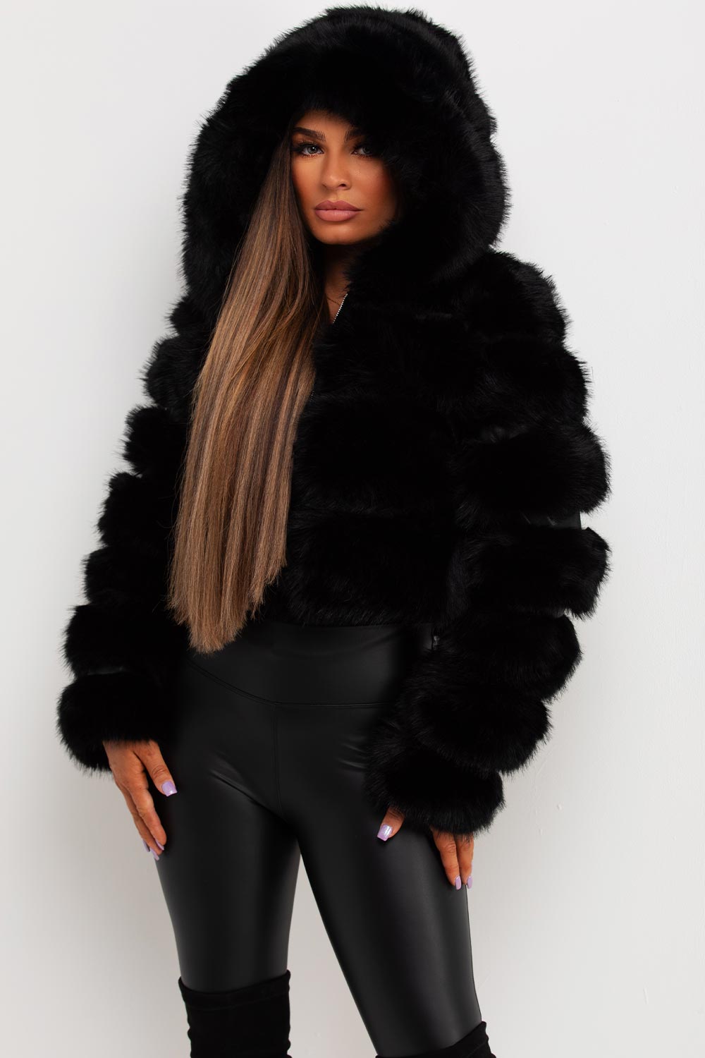 Loretta | Women’s faux fur jacket with hood