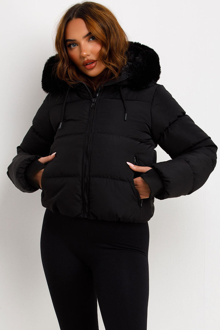Jaylen | Women’s puffer jacket with faux fur hood