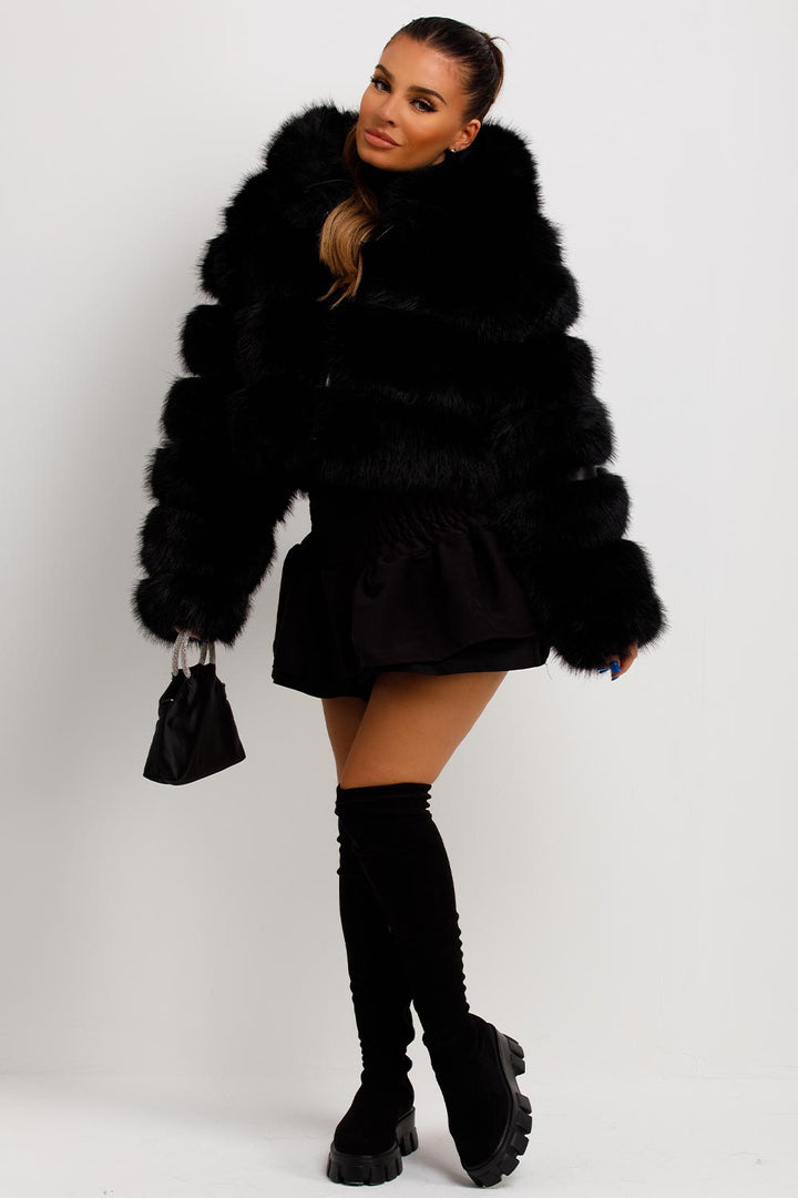 Loretta | Women’s faux fur jacket with hood