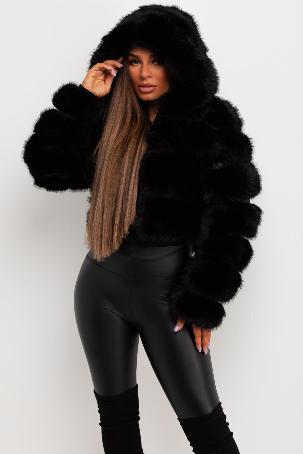Loretta | Women’s faux fur jacket with hood