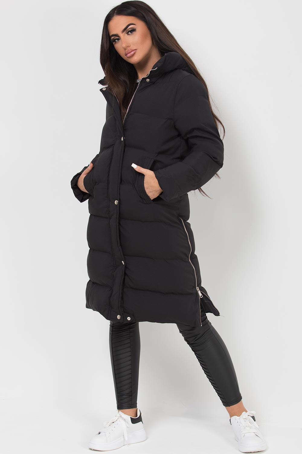 Alisanne | Women’s long puffer jacket with side-zip detailing