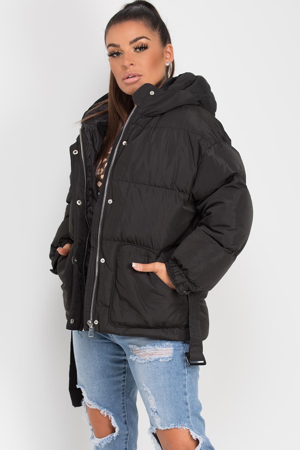 Lyrica | Women’s puffer padded jacket with belt