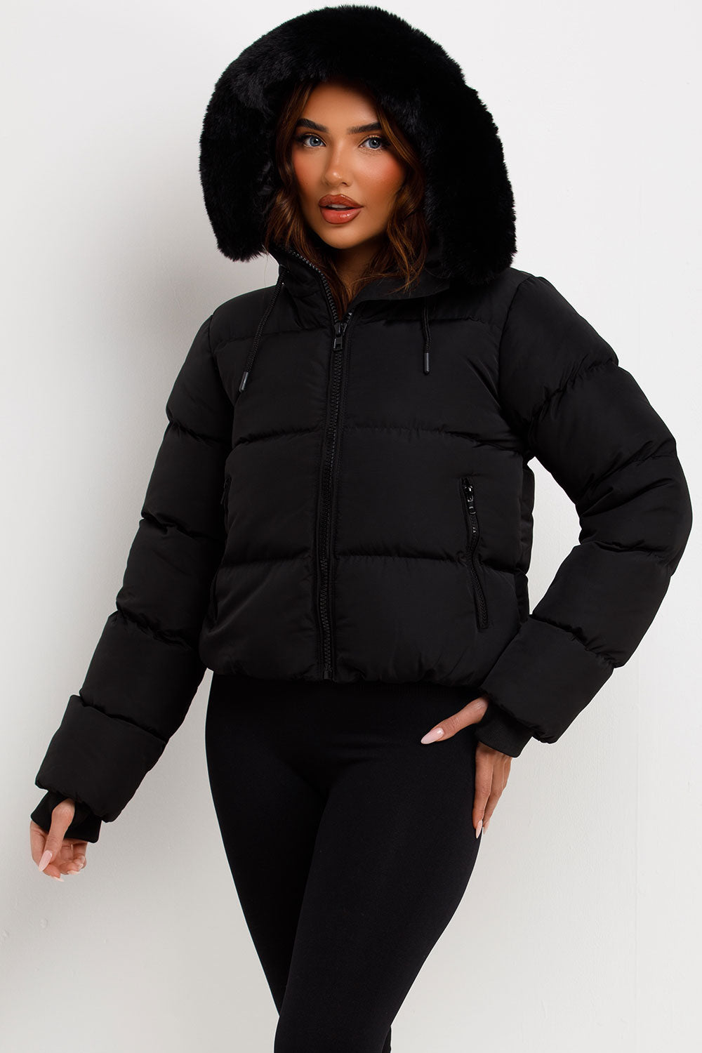 Jaylen | Women’s puffer jacket with faux fur hood
