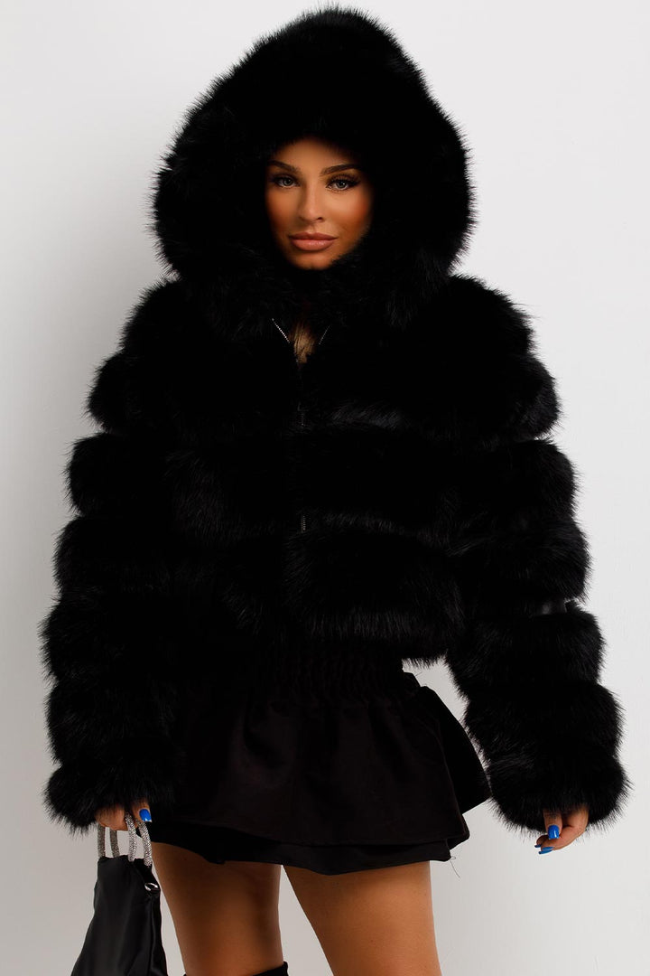 Loretta | Women’s faux fur jacket with hood