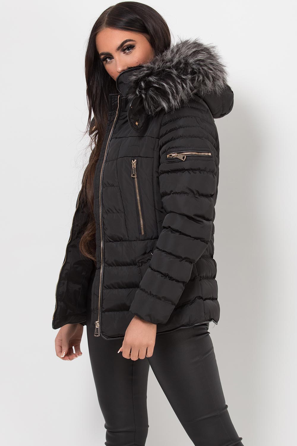 Avenleigh | Women’s hooded puffer jacket with faux fur trim