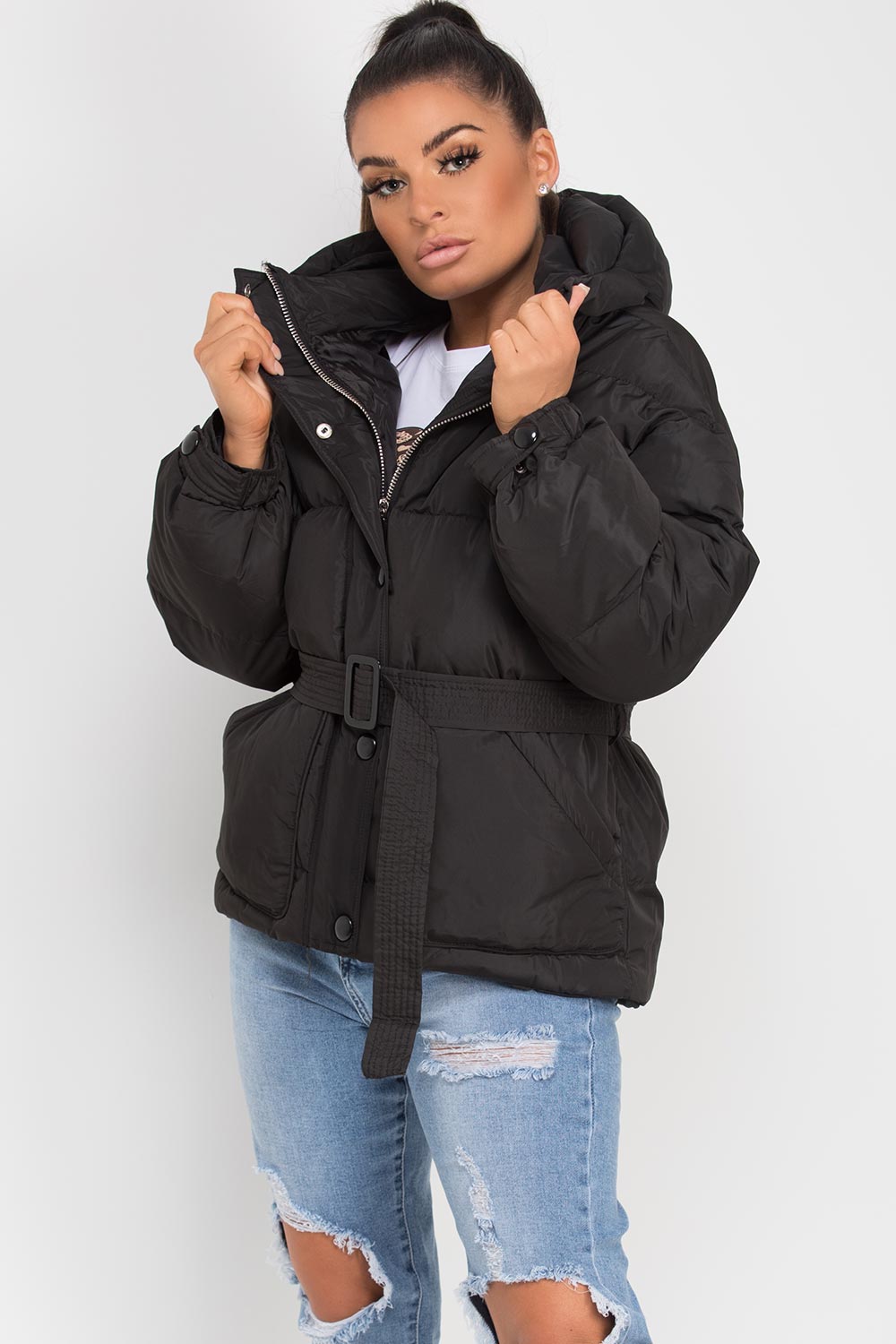 Lyrica | Women’s puffer padded jacket with belt