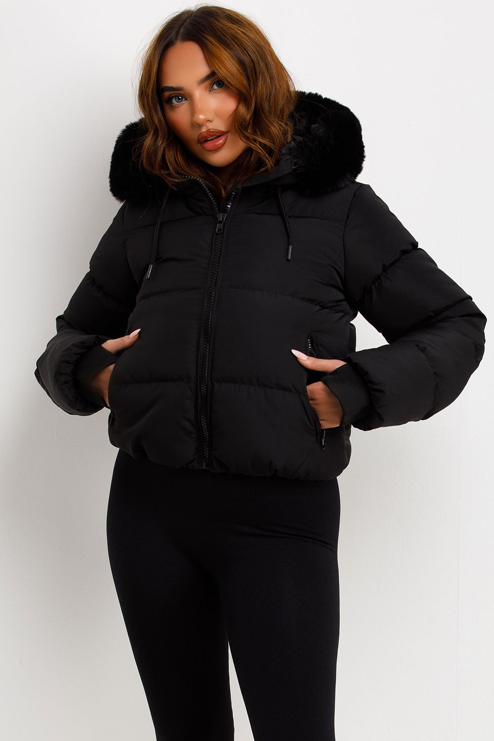 Jaylen | Women’s puffer jacket with faux fur hood