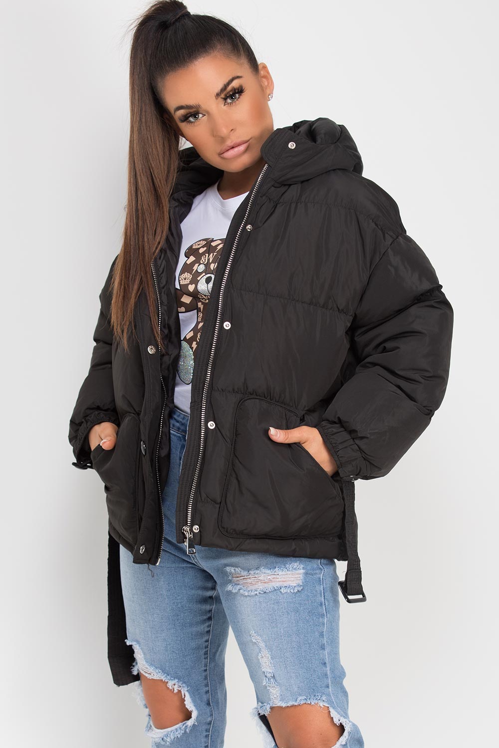 Lyrica | Women’s puffer padded jacket with belt