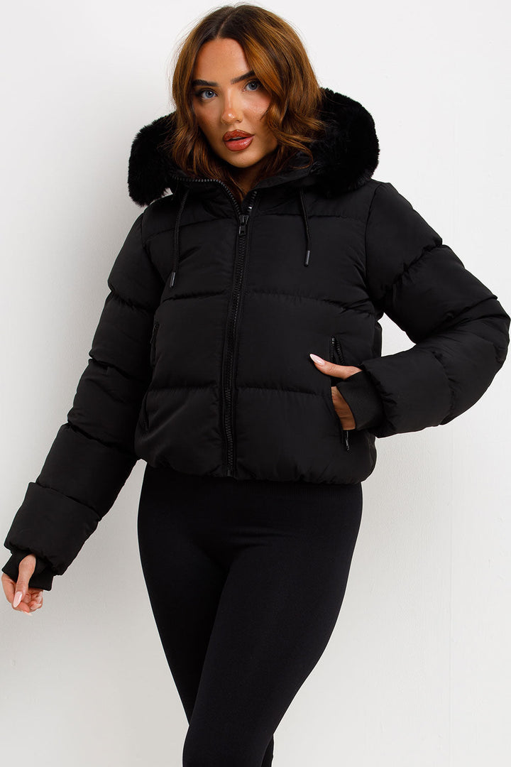 Jaylen | Women’s puffer jacket with faux fur hood