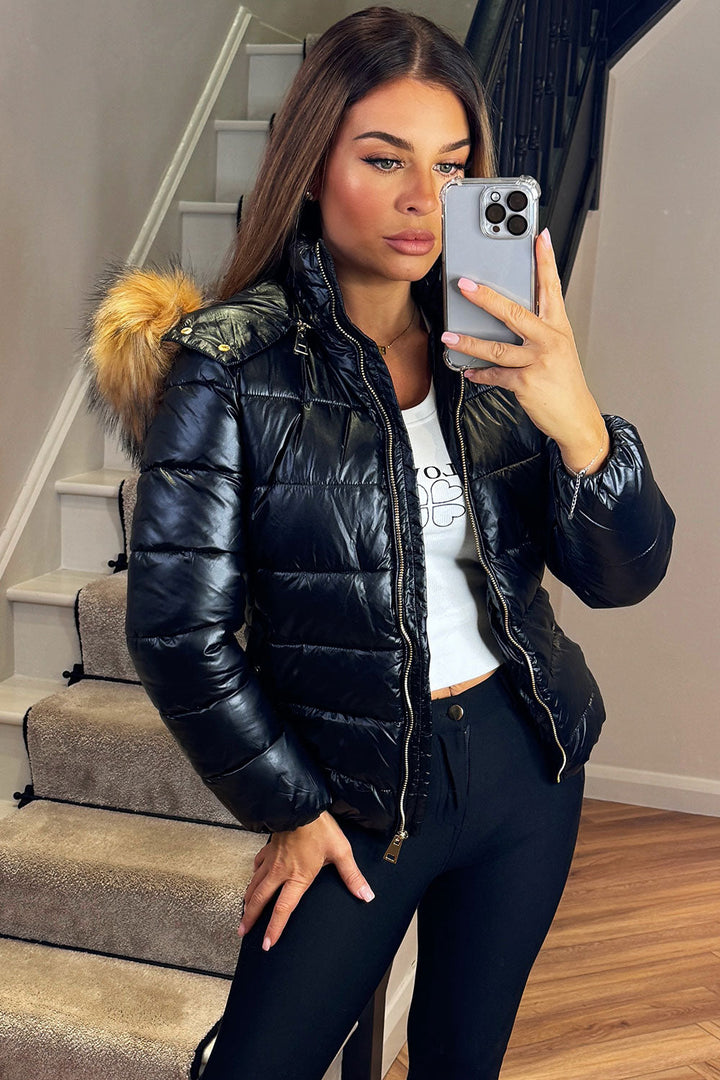 Odelia | Women’s padded puffer jacket with faux fur hood