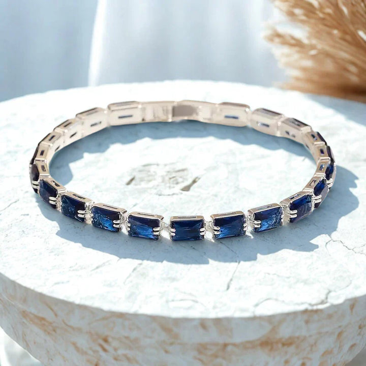 Grace | Women’s tennis bracelet with blue stone accents