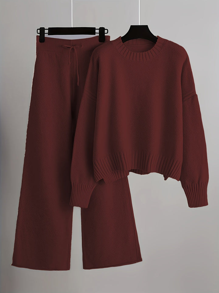 Maria | Women’s knit lounge set with crew neck and wide-leg pants