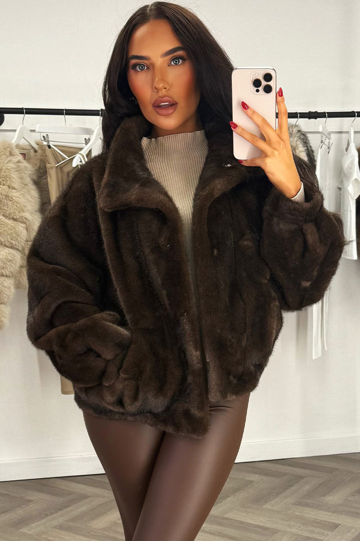 Loxley | Women’s funnel neck faux fur jacket