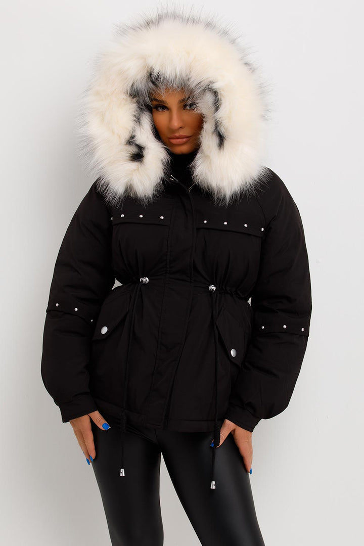 Amayah | Women’s hooded coat with drawstring waist