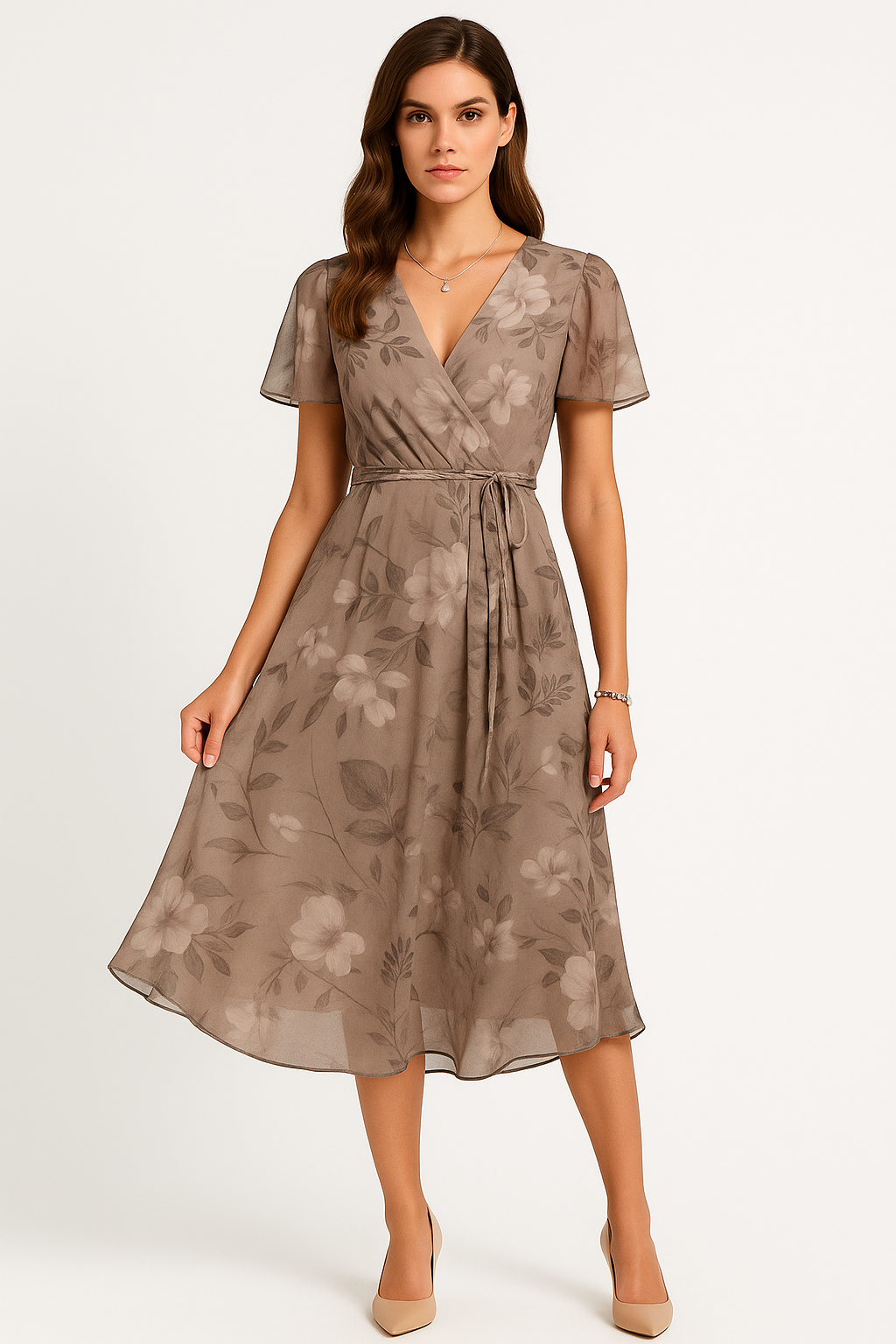 Bell | Women’s wrap summer dress with v-neckline and short flutter sleeves