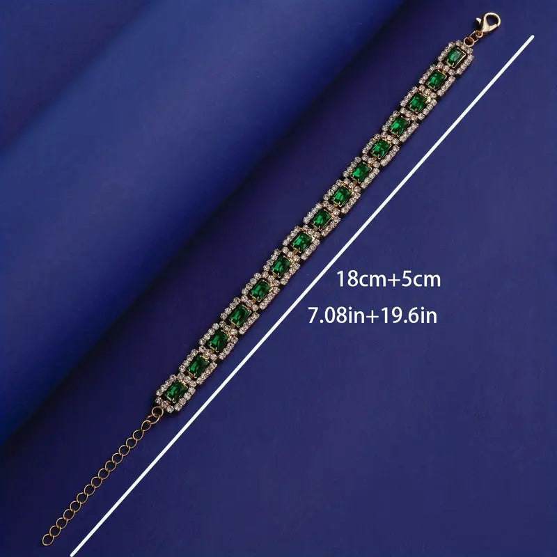 Helena | Women’s emerald cut tennis bracelet with gold finish