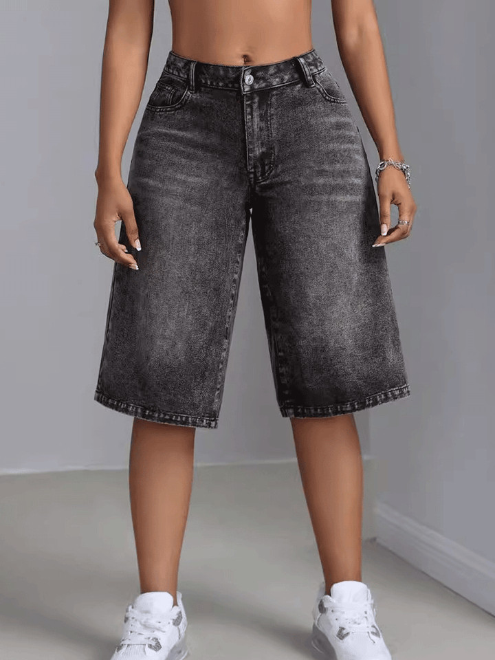 Maren | Women’s denim wide leg shorts with high waist cut