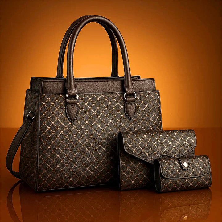 Sandra | Women’s structured handbag set with geometric pattern