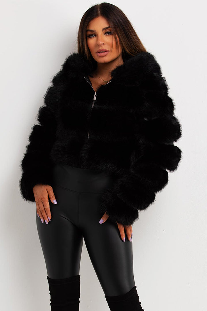 Loretta | Women’s faux fur jacket with hood