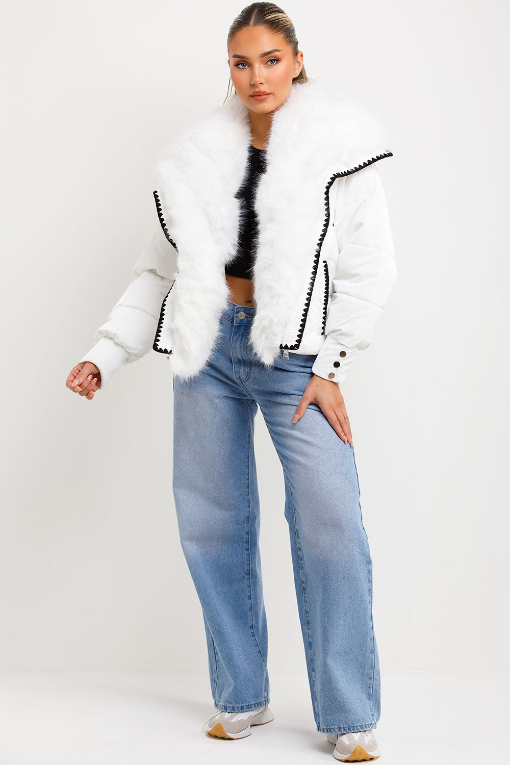 Aurelie | Women’s faux fur collar and trim puffer coat