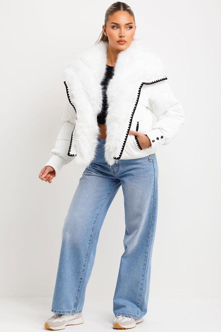 Aurelie | Women’s faux fur collar and trim puffer coat