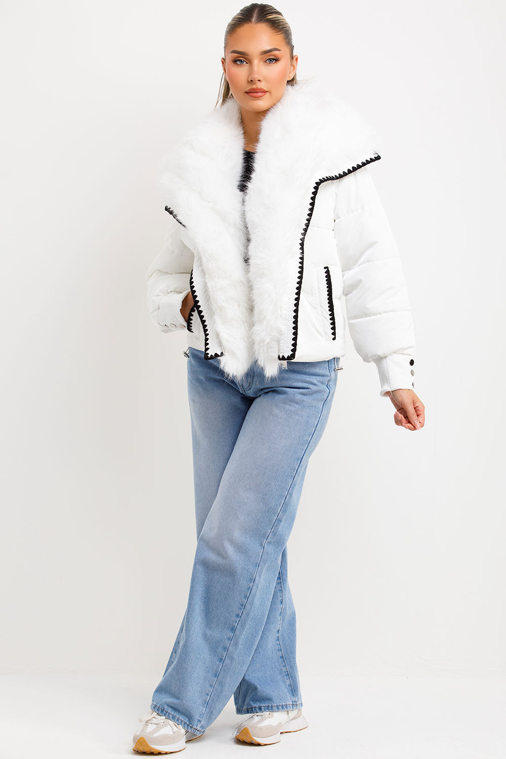 Aurelie | Women’s faux fur collar and trim puffer coat
