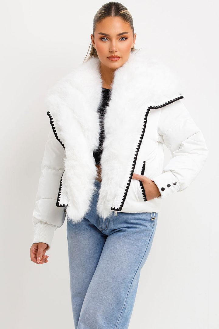 Aurelie | Women’s faux fur collar and trim puffer coat