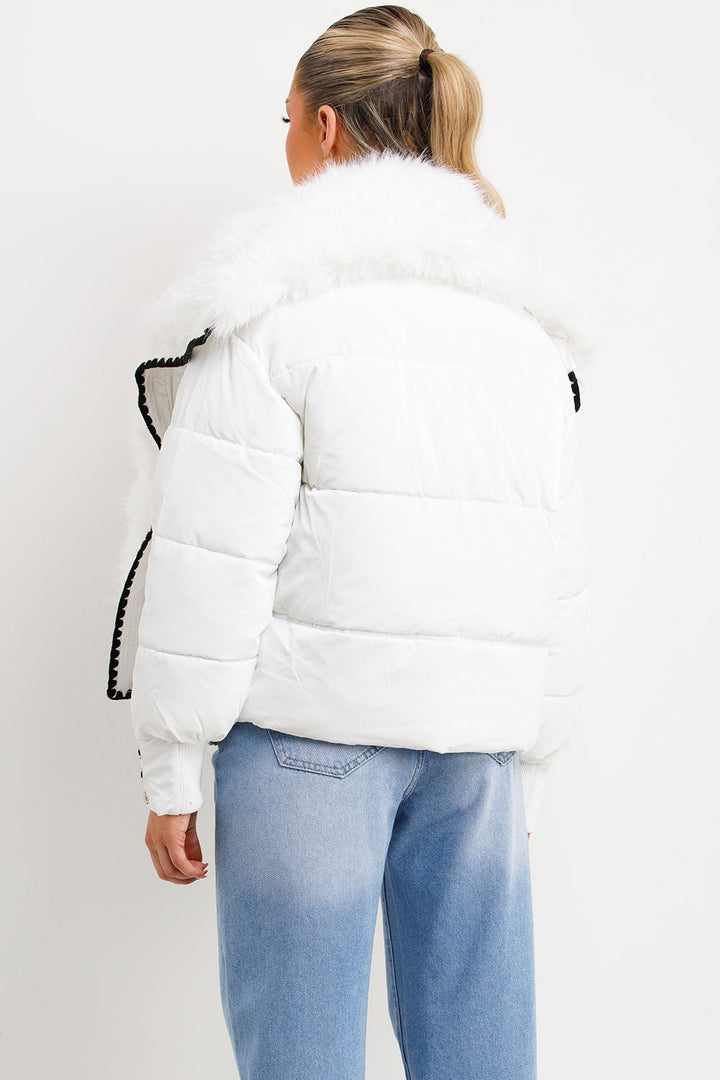 Aurelie | Women’s faux fur collar and trim puffer coat