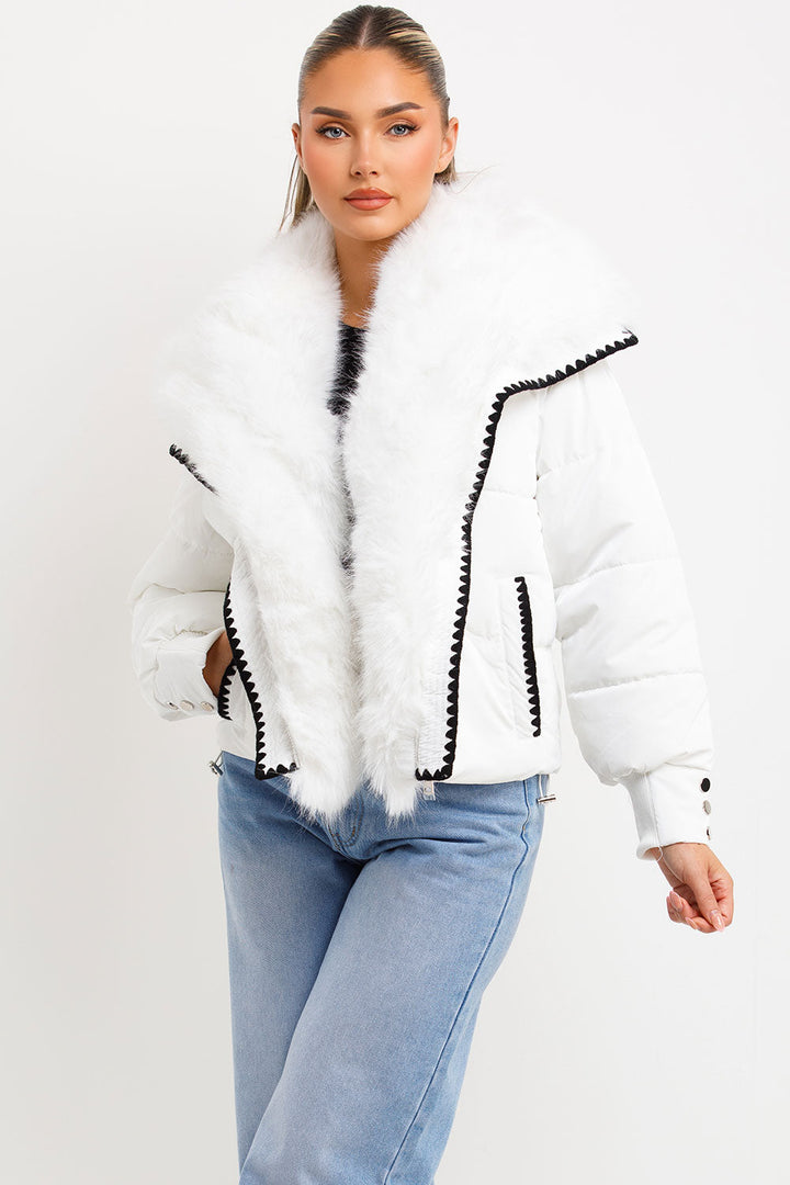 Aurelie | Women’s faux fur collar and trim puffer coat