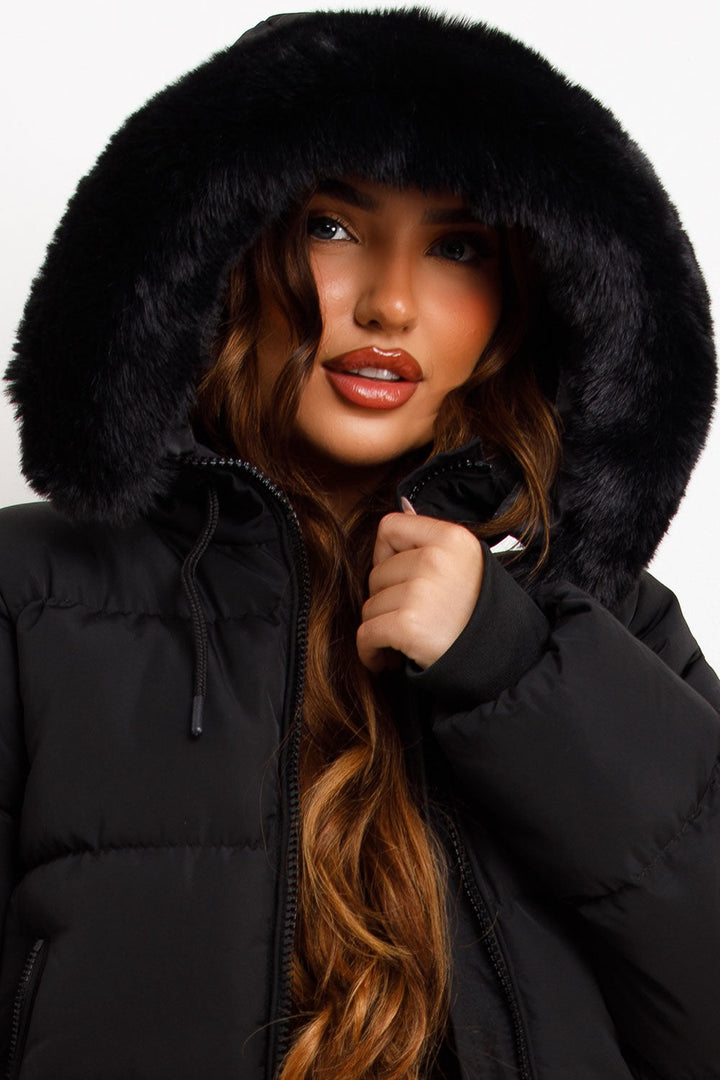 Jaylen | Women’s puffer jacket with faux fur hood