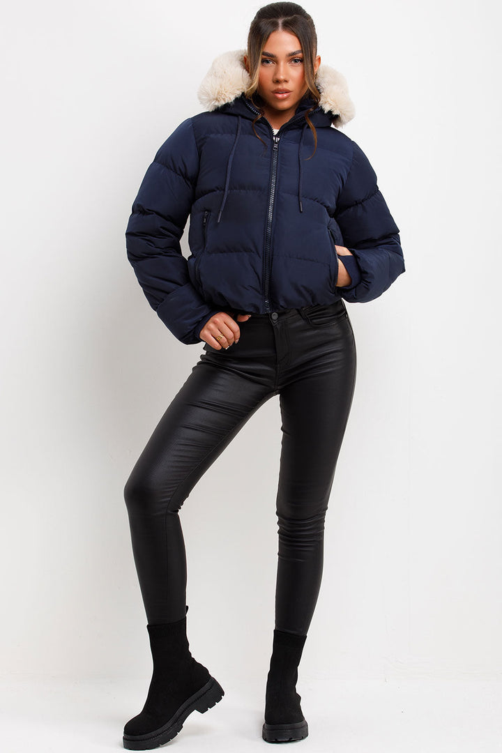 Novalie | Women’s puffer jacket with faux fur hood