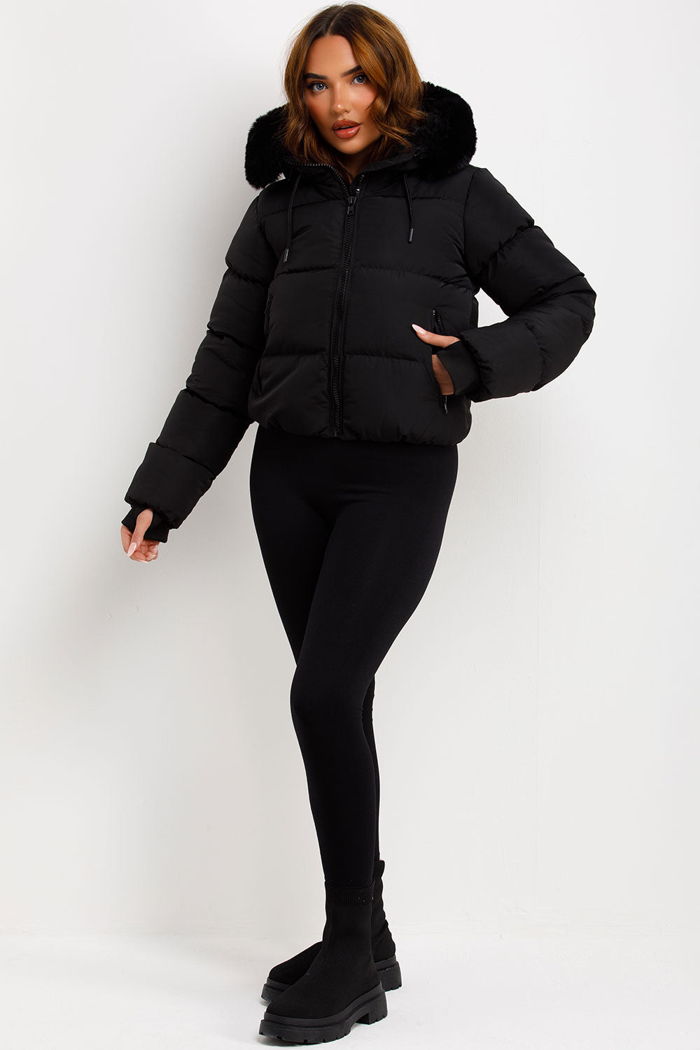 Jaylen | Women’s puffer jacket with faux fur hood