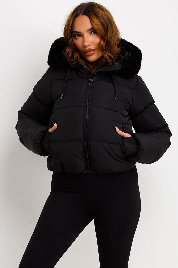 Jaylen | Women’s puffer jacket with faux fur hood