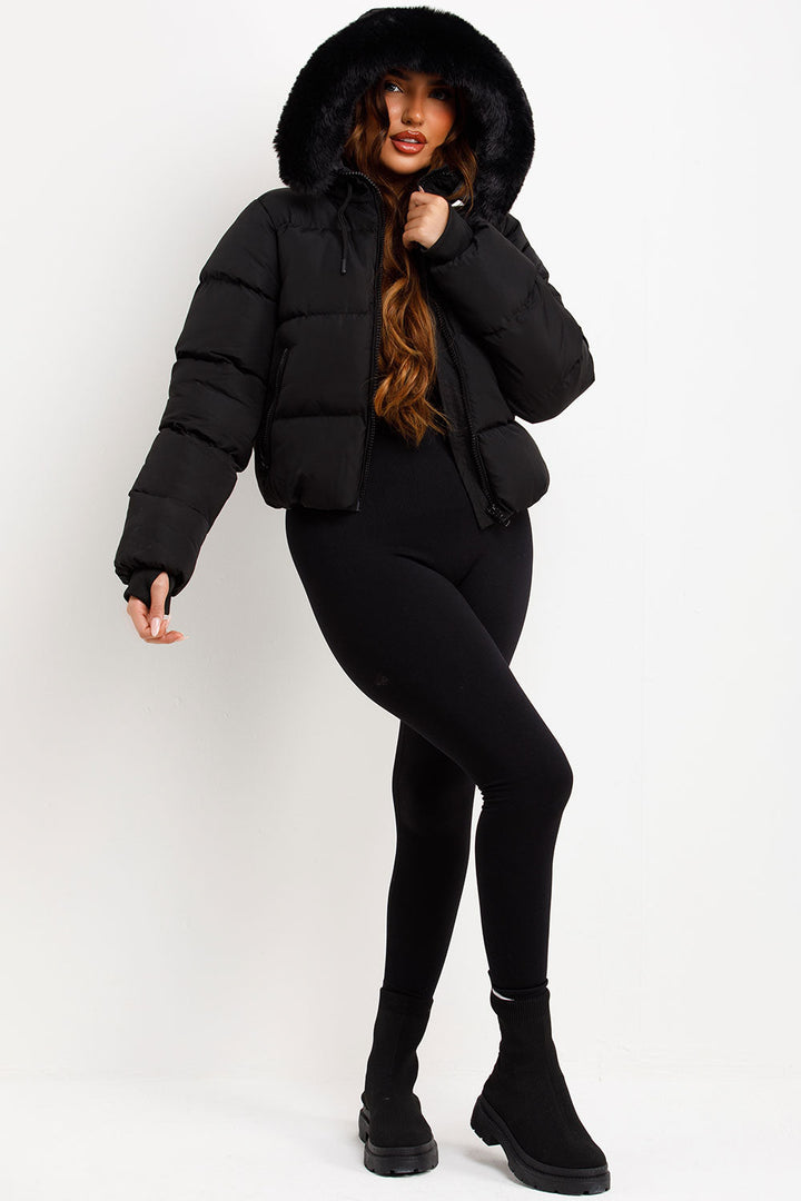 Jaylen | Women’s puffer jacket with faux fur hood