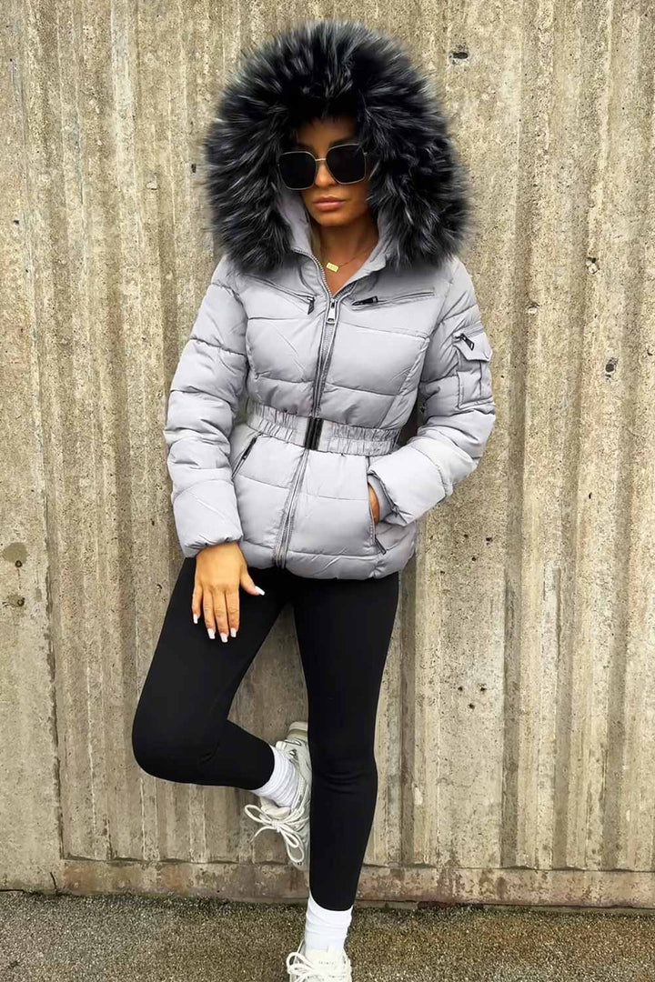 Eliette | Women’s puffer coat with detachable faux fur trim