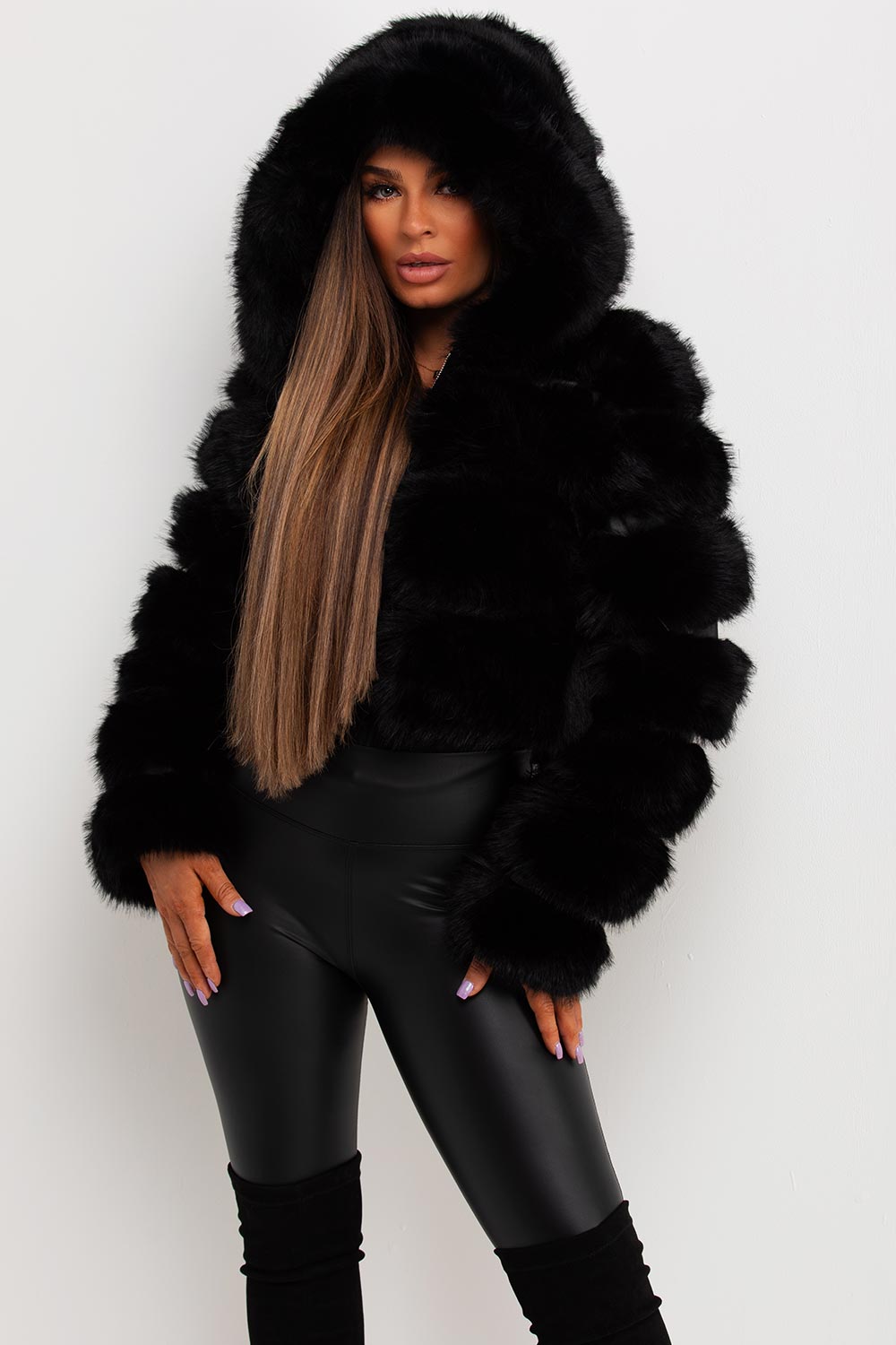 Loretta | Women’s faux fur jacket with hood