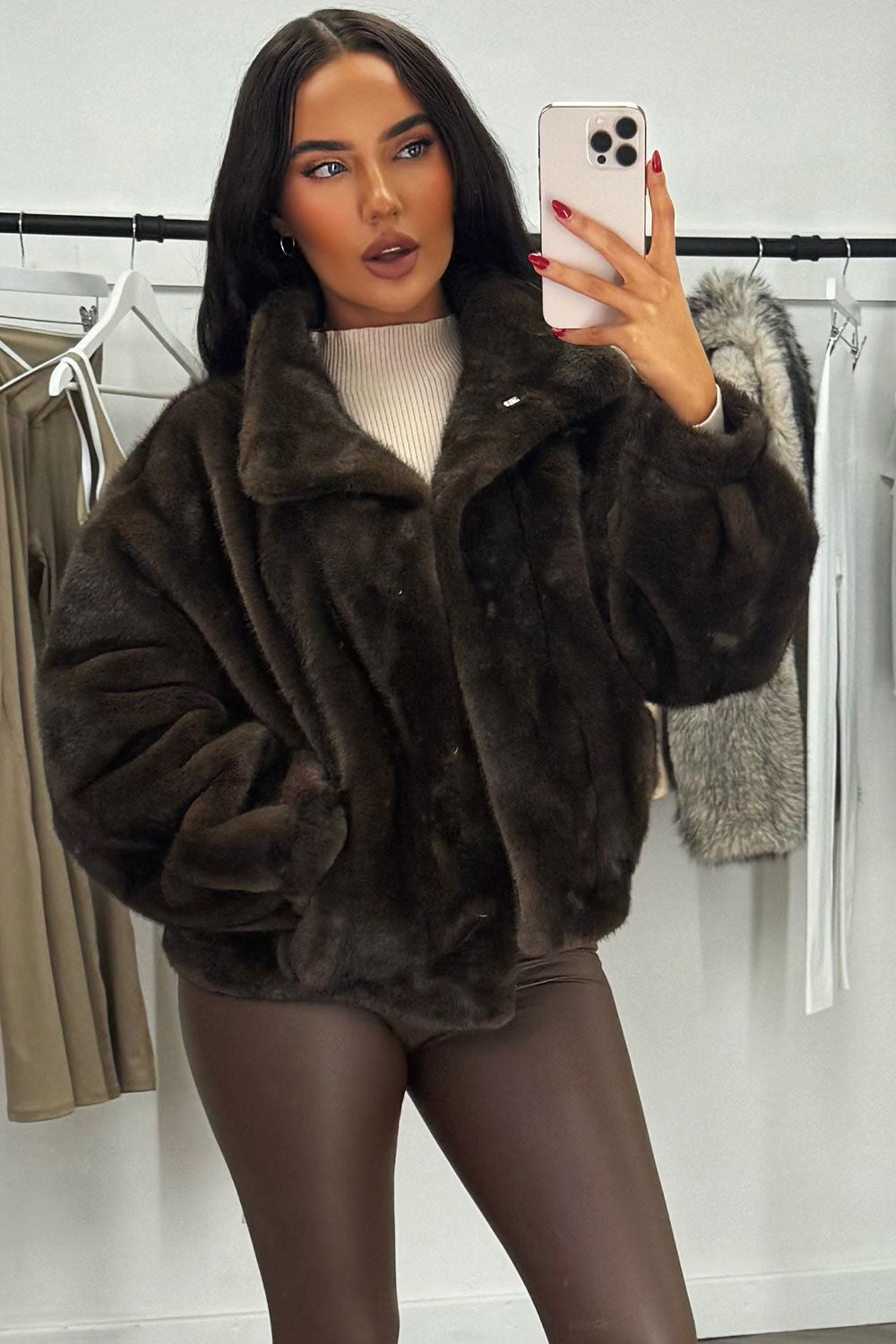 Loxley | Women’s funnel neck faux fur jacket