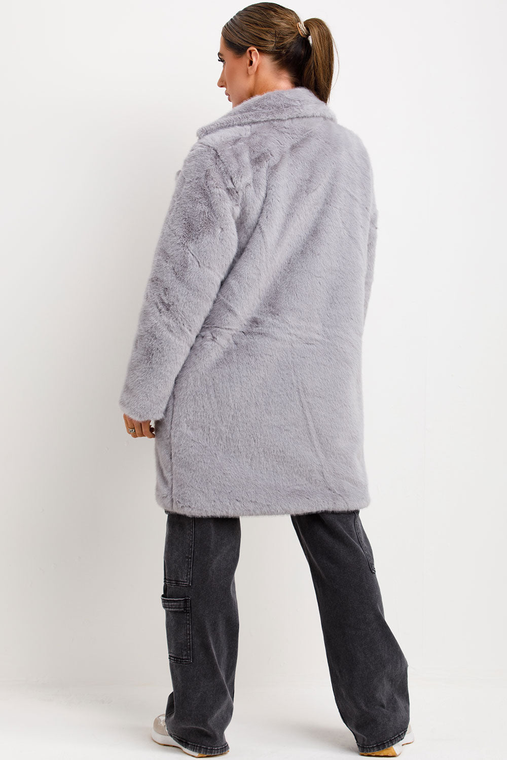 Ellouise | Women’s faux fur coat with lapel collar