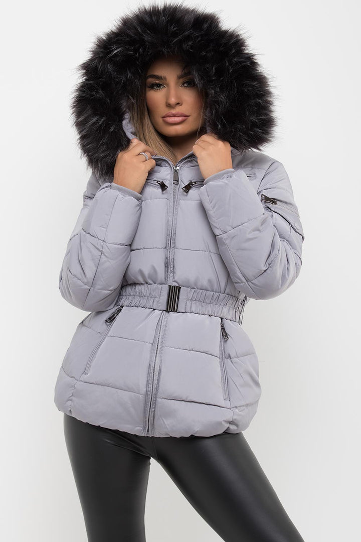 Eliette | Women’s puffer coat with detachable faux fur trim