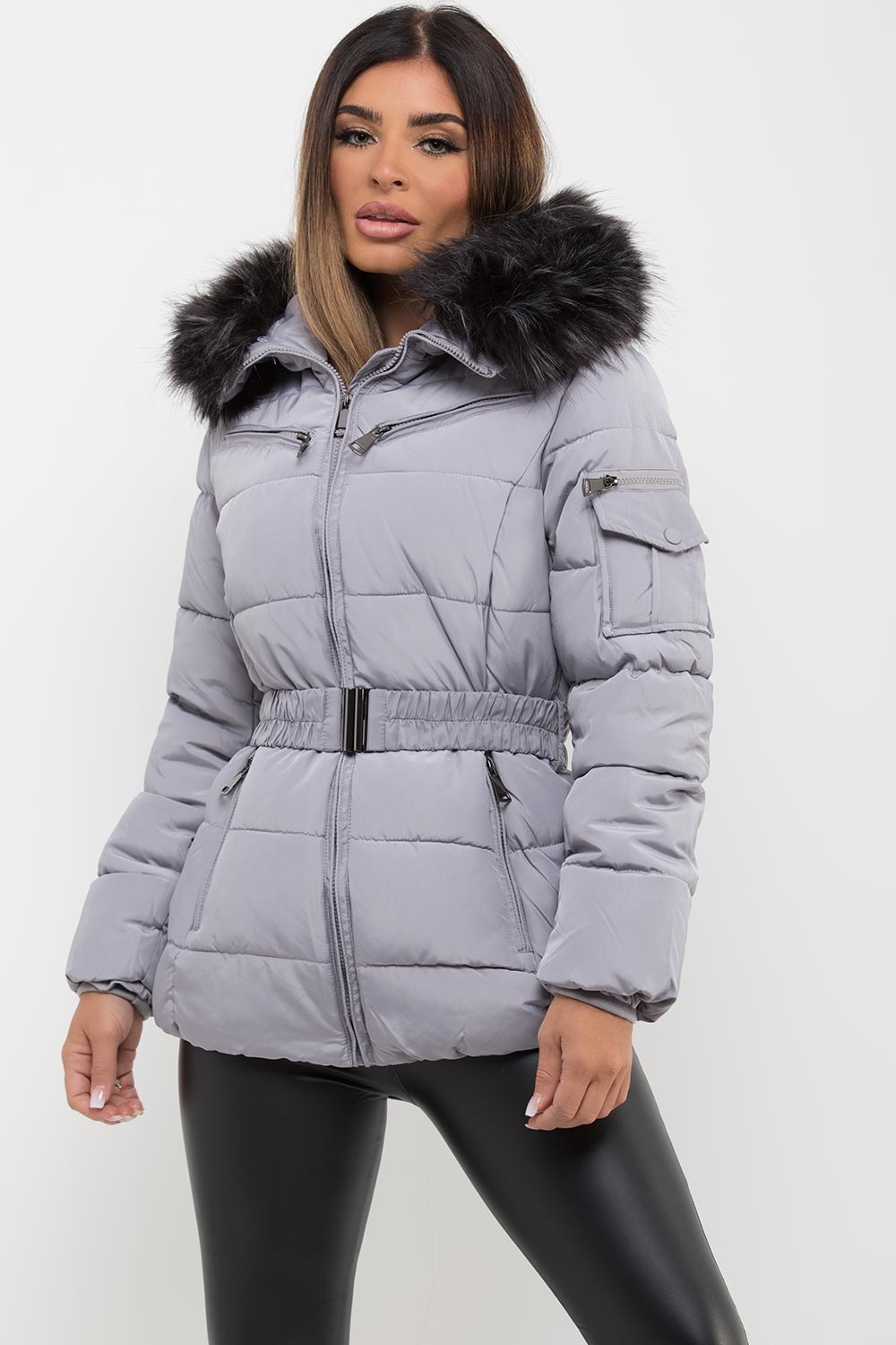 Eliette | Women’s puffer coat with detachable faux fur trim